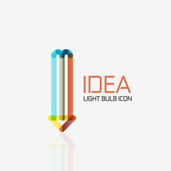 Logo, vector light bulb abstract linear geometric business icon. Idea concept