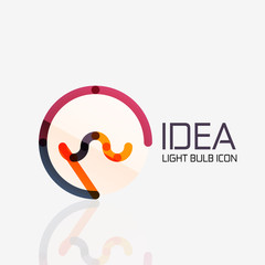 Logo, vector light bulb abstract linear geometric business icon. Idea concept