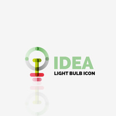 Logo, vector light bulb abstract linear geometric business icon. Idea concept