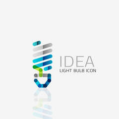 Logo, vector light bulb abstract linear geometric business icon. Idea concept