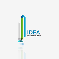 Logo, vector light bulb abstract linear geometric business icon. Idea concept