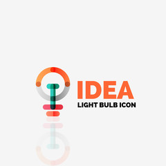 Logo, vector light bulb abstract linear geometric business icon. Idea concept