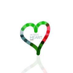 Logo love heart, abstract linear geometric business icon
