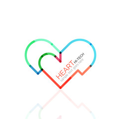 Logo love heart, abstract linear geometric business icon