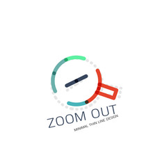Vector thin line design logo magnifying glass, search and find or zoom logotype concept. Linear minimalistic business icon