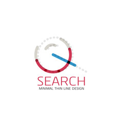 Vector thin line design logo magnifying glass, search and find or zoom logotype concept. Linear minimalistic business icon