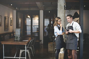 Barista Partner Working Coffee Shop Concept