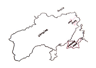 Map of Ukraine and Russia - territorial dispute concept