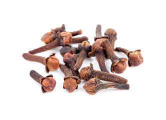 dry cloves on white background
