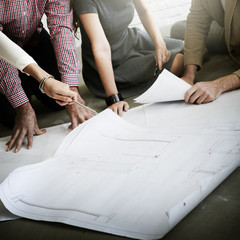 Business People Meeting Discussion Blueprint Architect Concept