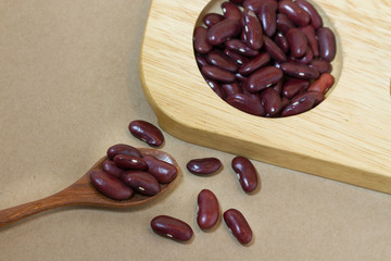 mixed beans on wood tray