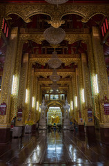 Fototapeta na wymiar golden buddha statue on buddhism church temple