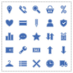 Icon set e-Commerce, flat design, shopping symbols and elements