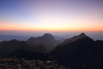 High Mountain Range Landscape at Sunset / high mountain in sunset time