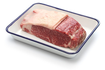 japanese wagyu sirloin steak isolated on white background