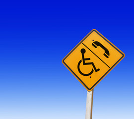 Disability man pictogram flat icon phone