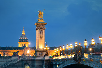 Fototapeta na wymiar Alexandre III bridge night view