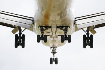 Under view jumbo jet airplane