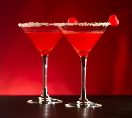 Fotobehang Red cocktails in martini glasses for Valentines day © colors0613