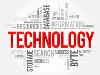 Technology word cloud, business concept