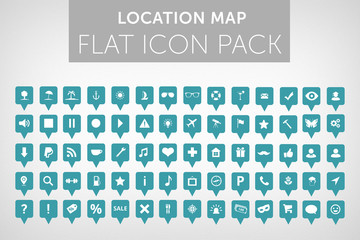 Location Map flat icon pack vol.1 - obrazy, fototapety, plakaty