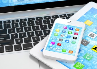 Laptop, phone and tablet pc.