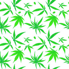 Seamless pattern, hemp, marijuana