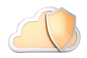 cloud and shield, cloud security concept