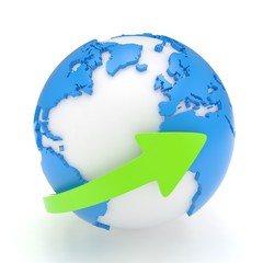 Naklejka premium Arrow and Earth globe. 3d render