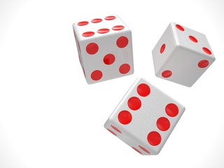three dices on white