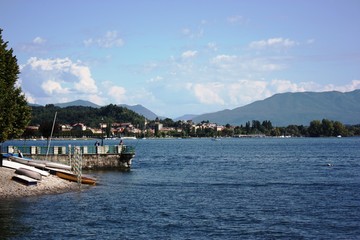 Arona waterfront at Lake Maggiore, Piedmont Italy