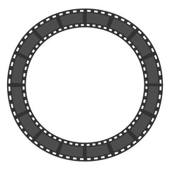 Naklejka premium Film strip round circle frame. Template. Design element. White background. Isolated. Flat design.