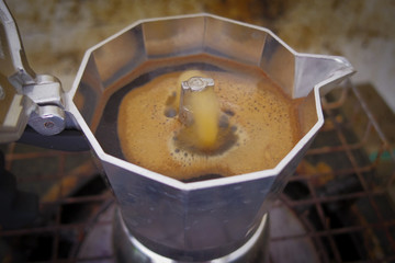coffee Boiling in a making coffee