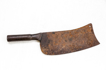 The old knife on white background