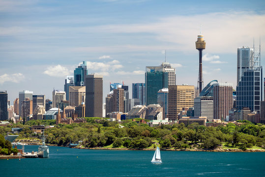 Dramatic view at Sydney city urban skyline