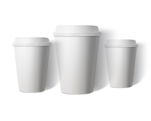 Vector Coffee Cup Set Isolated on White Background. Photorealist