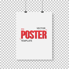 Vector Poster Mockup. Realistic Vector EPS10 Paper Vertical Post