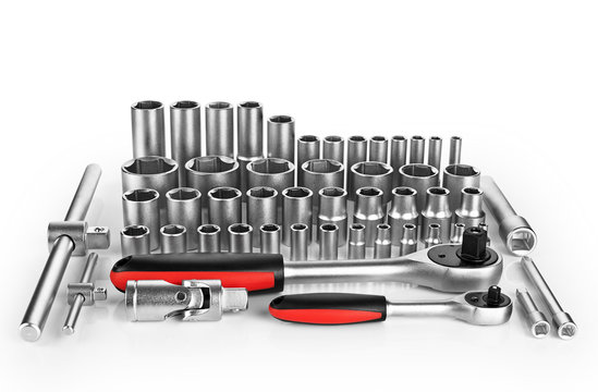 Set of wrenches isolated on white background.