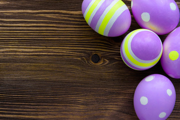 Easter eggs on wooden background