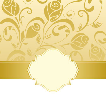 Golden floral frame invitation background