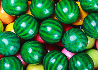 colored chewing gum in the form of a water-melon