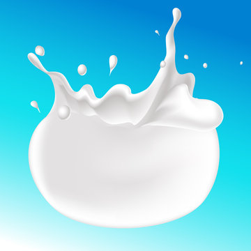 splash of milk on blue background - vector illustration