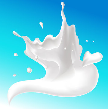 splash of milk on blue background, tornado whirl - vector illustration