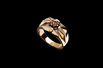 big ring with colorized diamond