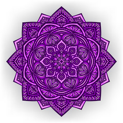 violet floral round ornament white background