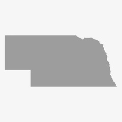 Map of Nebraska State in gray on a white background - obrazy, fototapety, plakaty