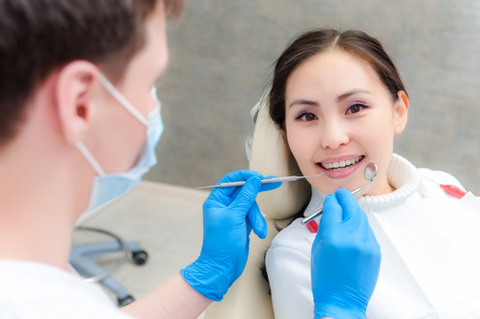 Young female patient at dentist office