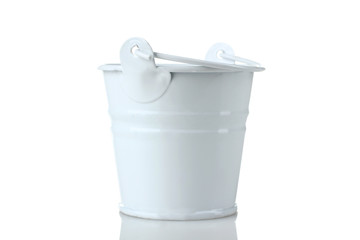 very beautiful iron little bucket on a white background isolated