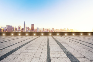 empty floor with cityscape of San Francisco