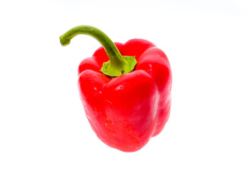 Organic big red ripe fresh bell pepper capsicum isolated on whit